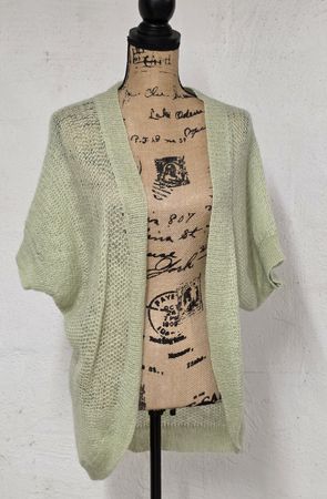 H&M Strickjacke, hellgrün, offen, Gr. S/M, Wolle !