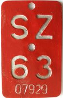 Velonummer Schwyz 1963 SZ 63
