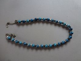 Türkis-Hals-Kette versilbert, Länge ca. 60 cm