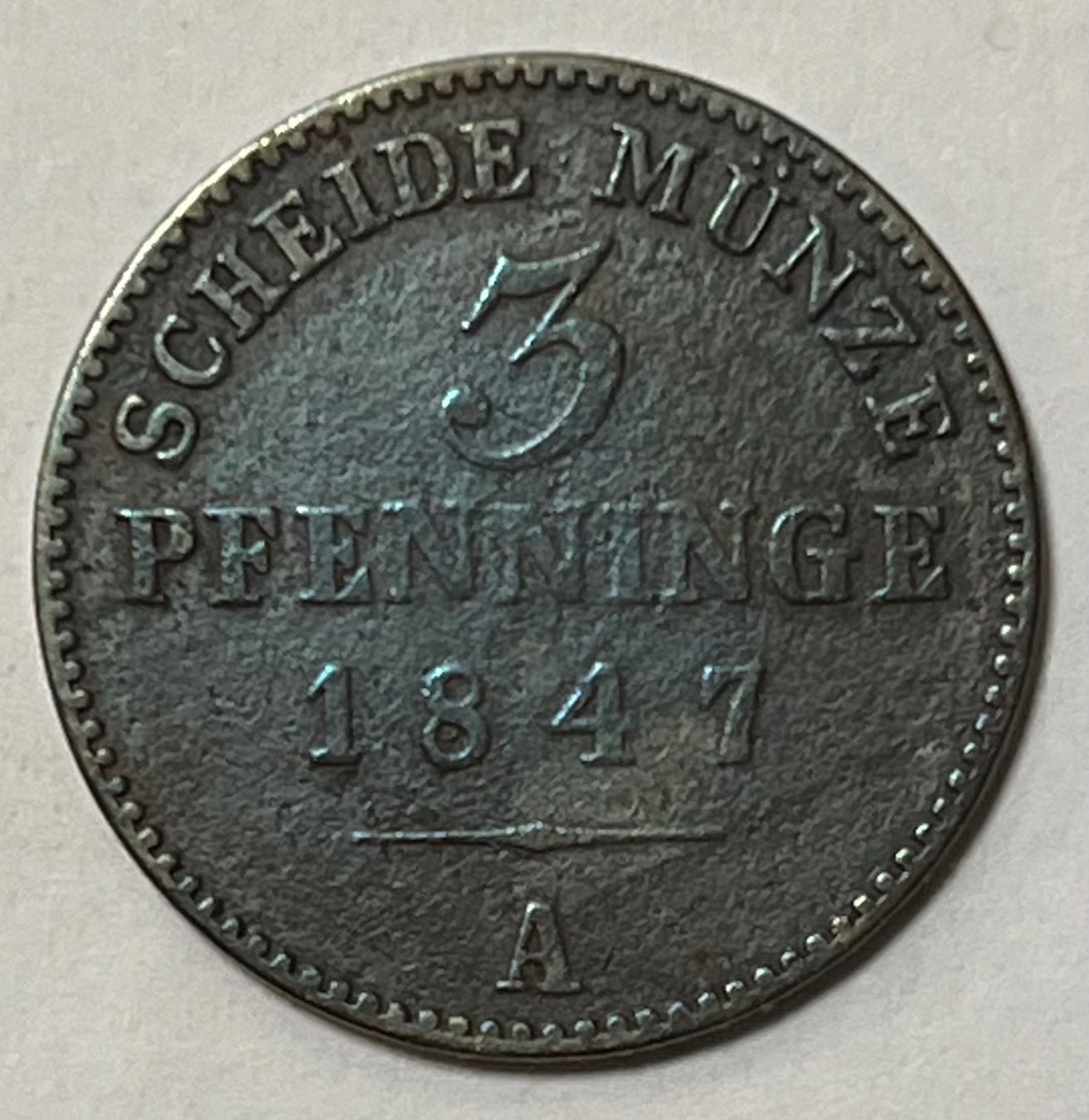 Tutti le monete: 3 Pfenninge - Principality of Lippe - 1847 – Usato da Dietikon venduto da Numis8953
