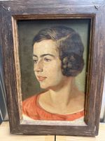 Gemälde Portrait Frau Öl auf Leinwand mit Rahmen signiert C.