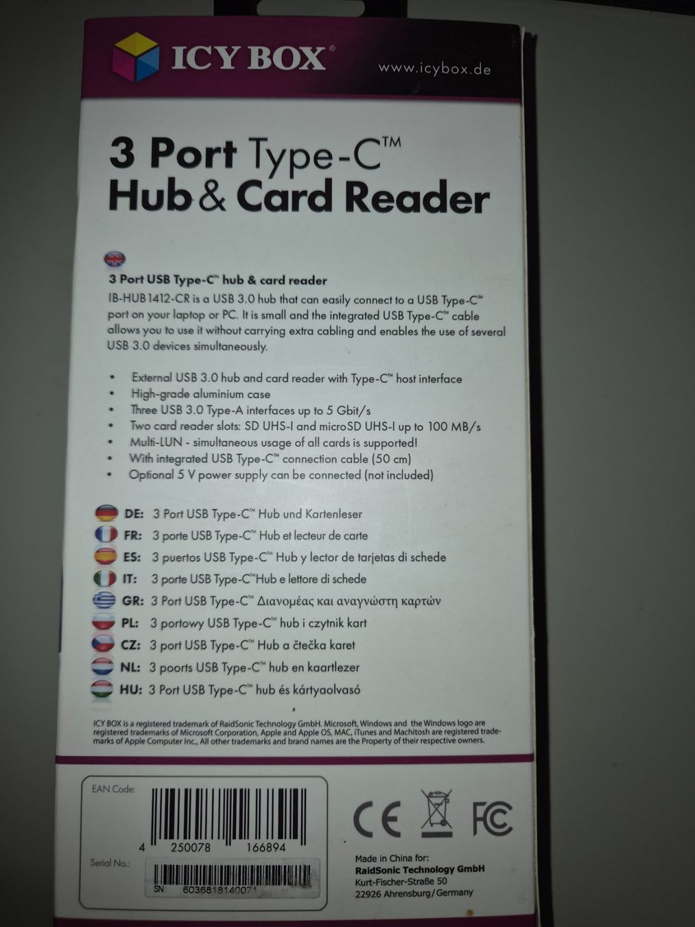 Hub & Switch: 3 Port Type - C Hub & Card Reader – Nuovo e nell'imballaggio originale da Buttikon SZ venduto da Bavegna99 1