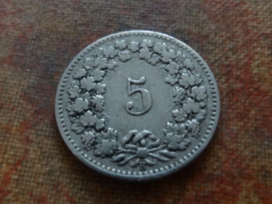 Alle Münzen: 5 Rp. 1909 – Gebraucht aus Romanel-sur-Lausanne von Swift13 1