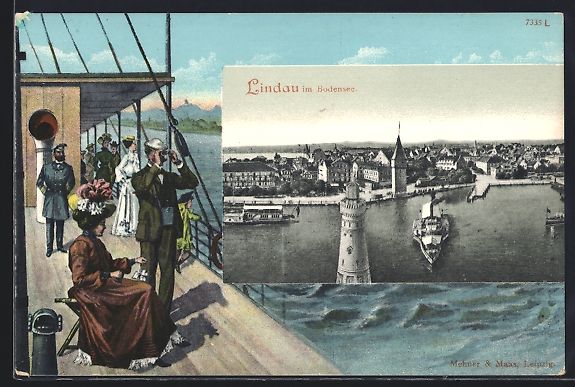 Cartoline postali: Grusskarten-AK Lindau i. B., Dampfschiff – Usato da Berlin venduto da bartko-reher