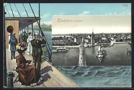 Grusskarten-AK Lindau i. B., Dampfschiff