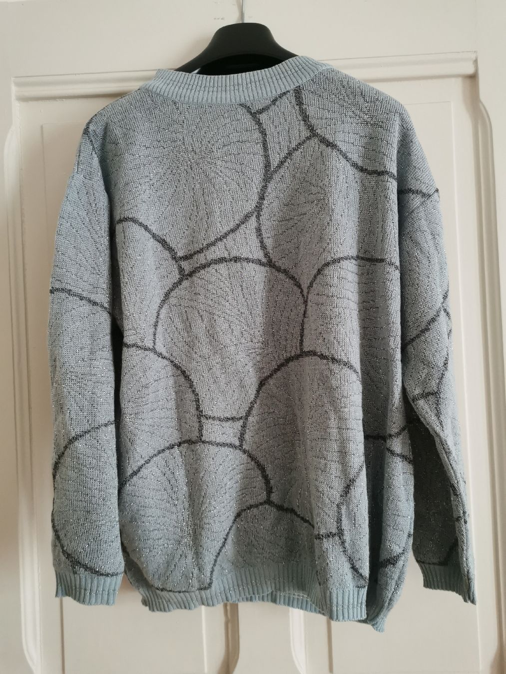 Maglioni & Felpe: Vintage Glitzer Strickpullover mit Silberfaden Muster – Usato da Zürich venduto da Hibiskus3 1