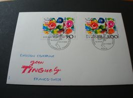 FDC Gemeinschaftsausgabe Tinguely 1988, CH-Frankreich