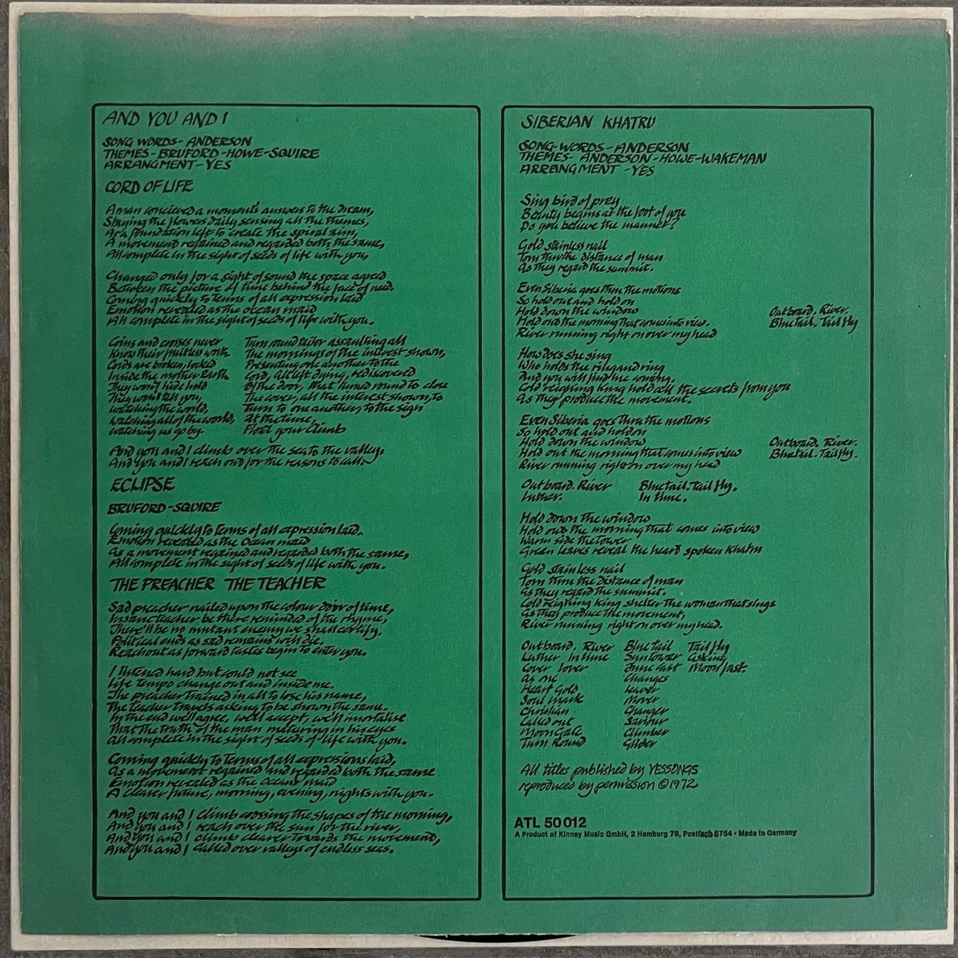 Vinyles: YES - CLOSE TO THE EDGE - 33 Tours – D'occasion à Bussigny par vinyl-pas-cher 6