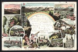 Litho Basel, Ortsansicht, Alpenpanorama 