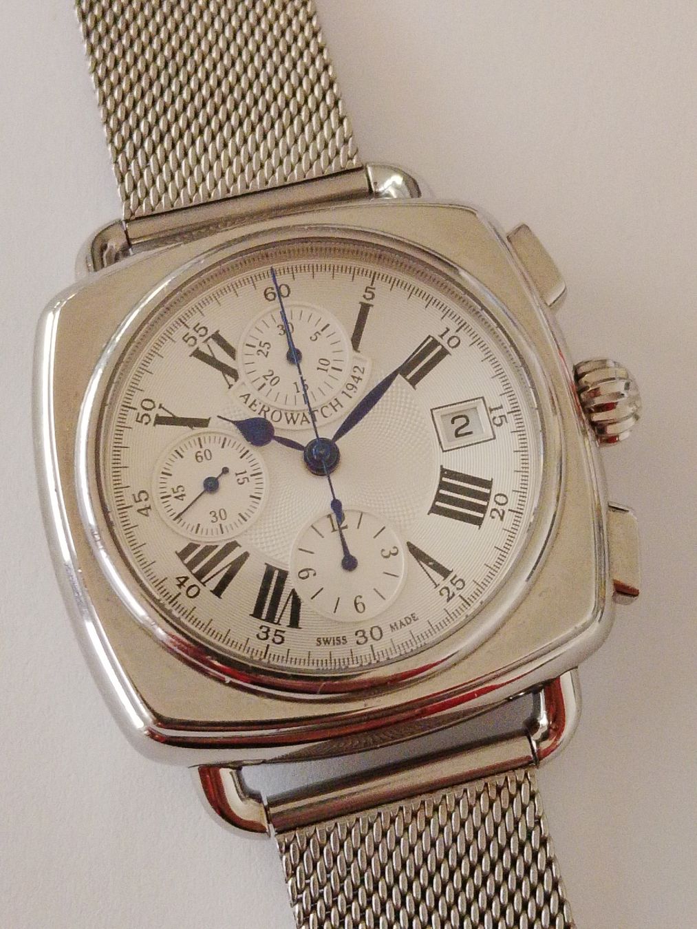 Aerowatch Uhren: Automatic Aerowatch 1942 cushion Chronograph valjoux 7750  – Gebraucht aus Biel/Bienne von Vintage-timearts 4