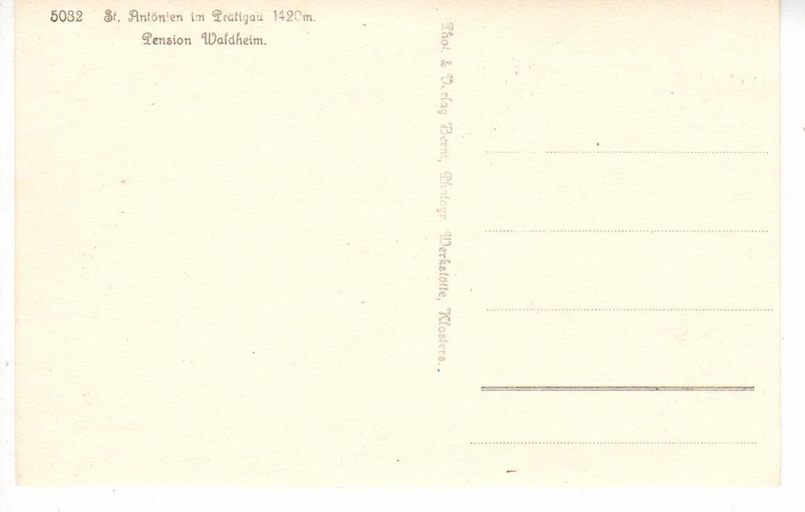 Cartoline postali: St. Antönien - Pension Waldhaus – Usato da Wolhusen venduto da Curver9 1