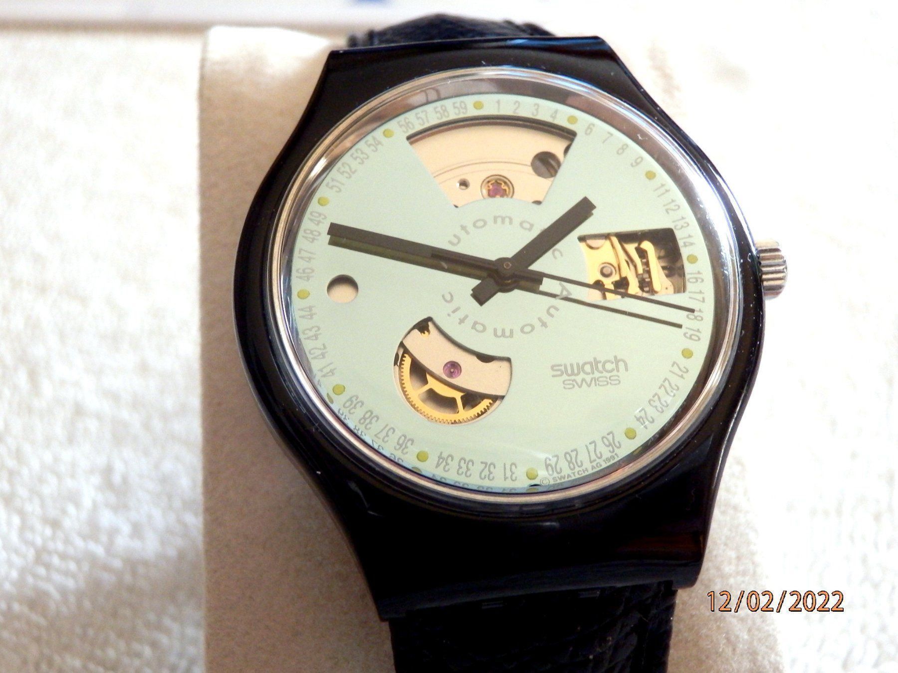 Swatch Orologi: Swatch 1991 Automatic, Leder Armband – Usato da Ueberstorf venduto da dinbau 2
