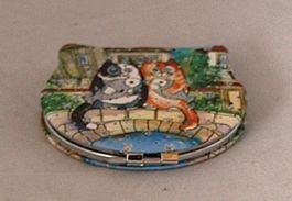 Taschenspiegel mit Katzenmotiv und Glitzersteinchen