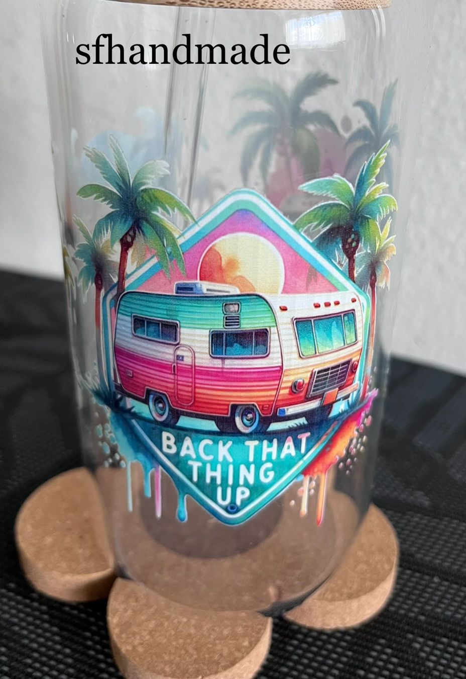 Bicchieri: *Happy Camper Sunset* Trinkglas- sfhandmade – Nuovo (secondo la descrizione) da Baar venduto da sfhandmade 4