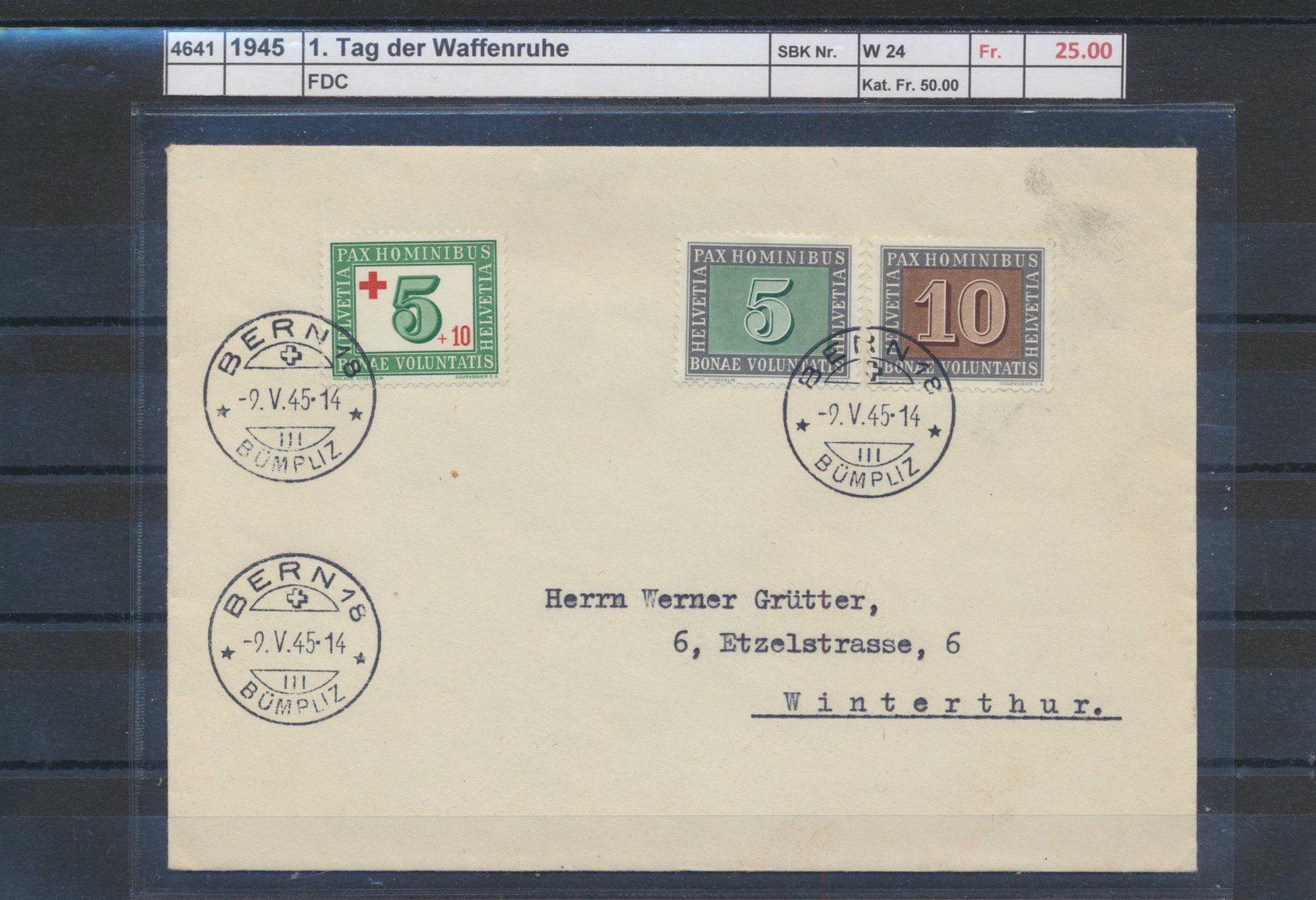 Tous les timbres: 1945 "1. Tag der Waffenruhe" - FDC – D'occasion à Winterthur par Zupogeru