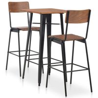 3-teiliges Bar-Set Stahl Braun Schwarz, Gratisversand