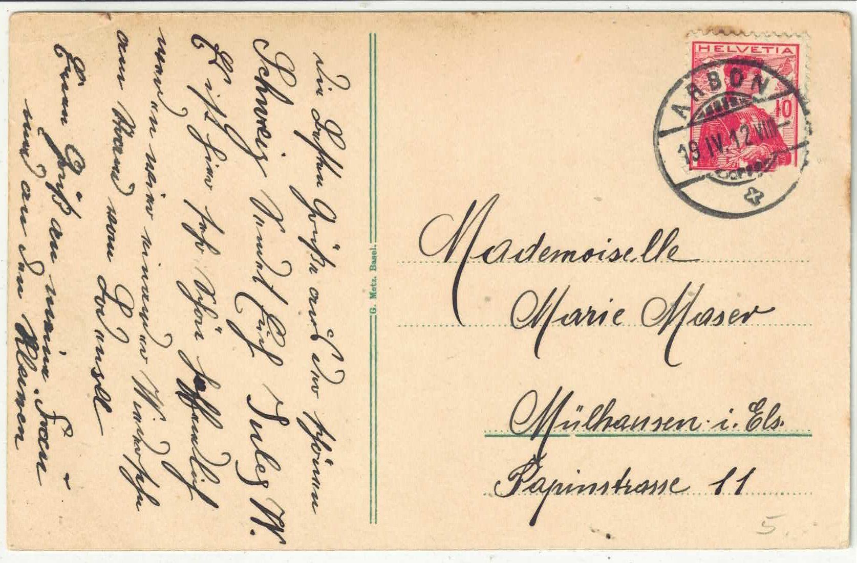 Cartoline postali: Arbon - Partie am See mit Kirche - Ruderboot - Litho – Usato da Ettingen venduto da Kartenplanet 1