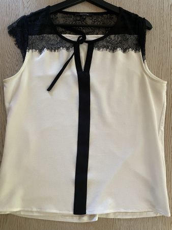 Comma Blusentop Gr. 42 Weiss Schwarz Spitze