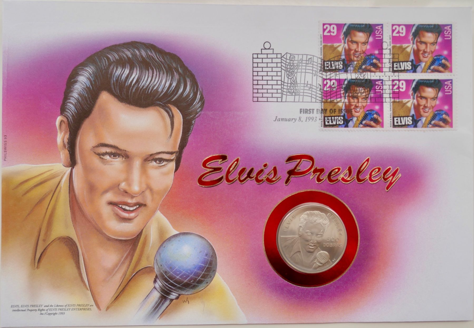 Tutti i francobolli: Numisbrief Elvis Presley FDC  8. Januar 1993 – Nuovo (secondo la descrizione) da Möhlin venduto da PHILABARTIS
