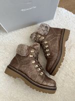 Tamaris Schnürstiefel gefüttert braun Metallic NEU