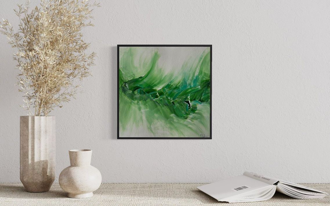 Dipinti: 30x30cm Bild grün "Grasglitzern" – Nuovo e nell'imballaggio originale da Urdorf venduto da manuela4 1