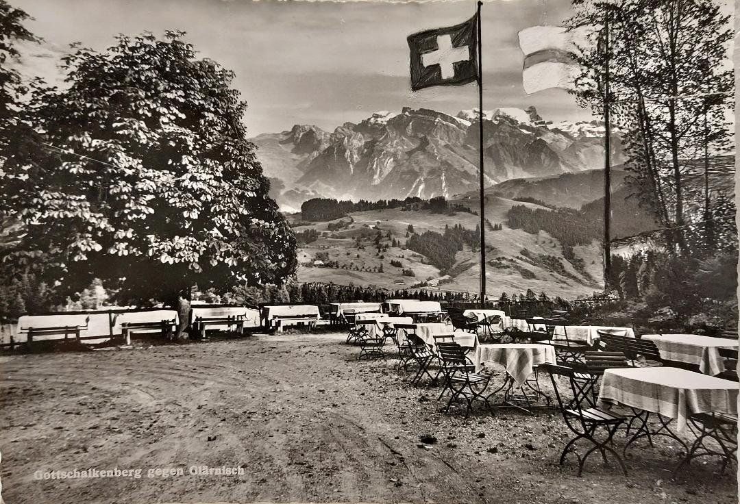 Cartes postales: GOTTSCHALKENBERG  -  Restaurant -  gegen  Glärnisch  -  1958 – D'occasion à Delémont par Domdom1