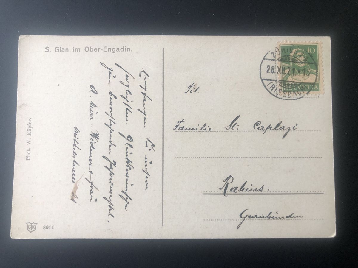 Cartoline postali: AK S. Gian Oberengadin – Usato da Oberengstringen venduto da Affeier0 1