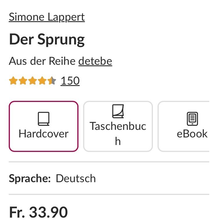 Livres: simone Lappert: Der Sprung – D'occasion à Buchs AG par Allerleis 3