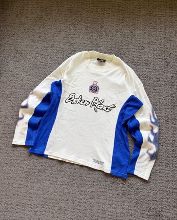 Sweatshirt Broken Planet manche longue taille L blanc bleu