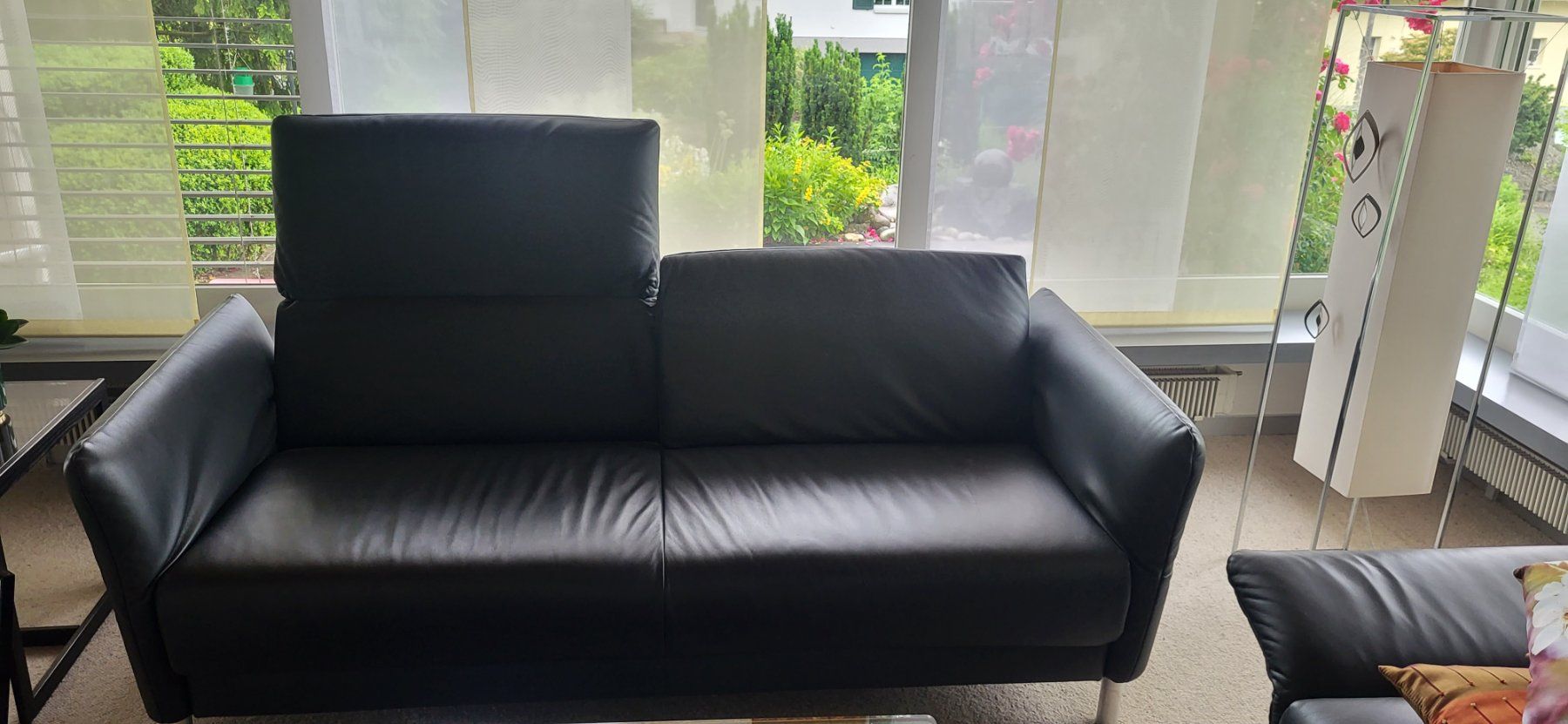 Sofas: Sofa, 3 Pers. Schwarzes Leder – Gebraucht aus Büsserach von namib68
