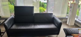 Sofa, 3 Pers. Schwarzes Leder