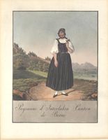 Bern 2 Trachten Aquatinta altkoloriert 1822