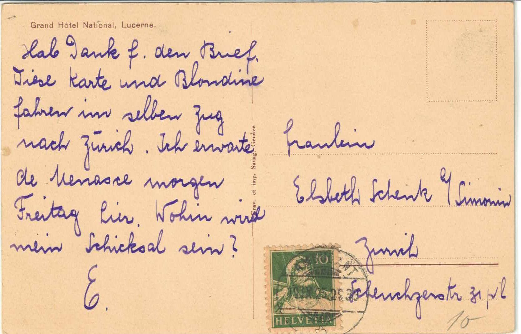 Cartoline postali: Luzern - Grand Hotel National – Usato da Ettingen venduto da Kartenplanet 1