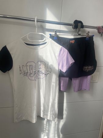 C&A Sommer Set, Top mit Shorts, Lila und Schwarz, Neu!