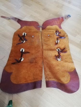 Western Chaps Leder hellbraun mit Conchos gebraucht