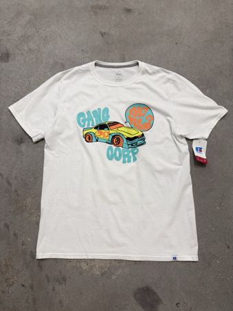 T-shirt Russell Athletic blanc motif voiture taille L neuf