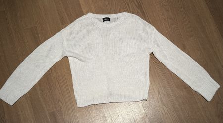 Massimo Dutti  100% Leinenpullover, Weiss, Gr. S - Neuwertig