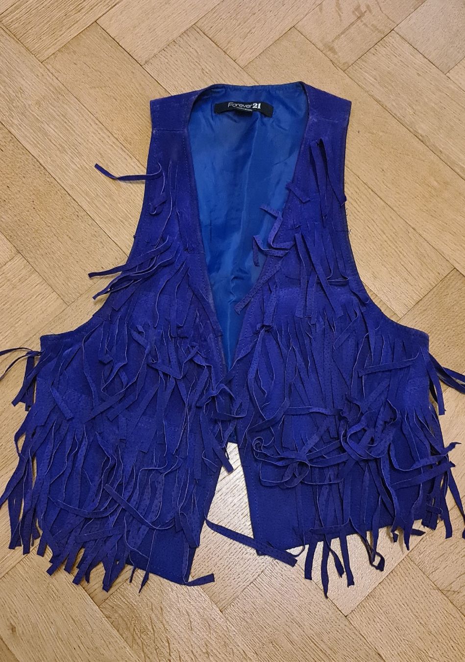 Gilet & Giacche senza maniche: Gilet en cuir daim bleu électrique taille S – Usato da Genève venduto da Saleena 6
