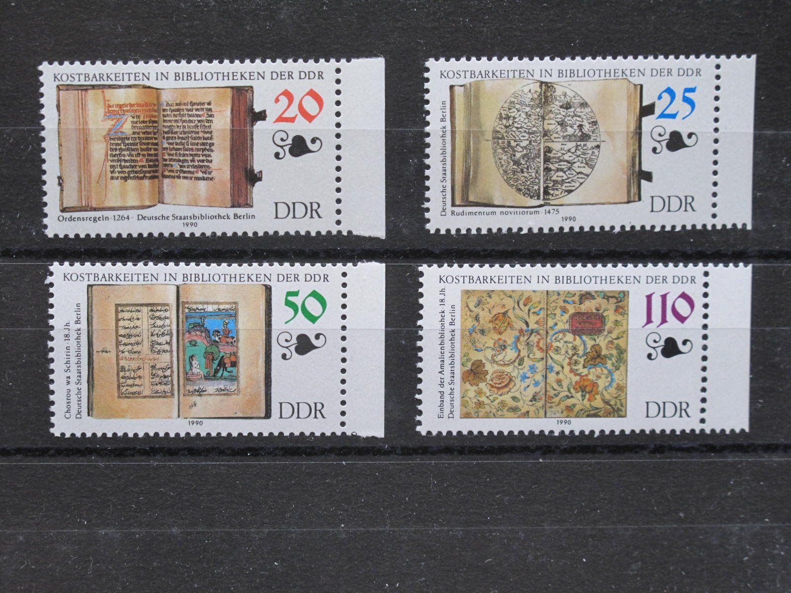 Tutti i francobolli: DDR 1990 Bibliotheken Kostbarkeiten ** – Usato da Wil SG venduto da fva01