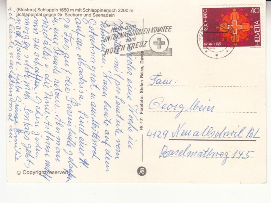Cartoline postali: Madrisa Schlappin 1981 – Usato da Bürglen TG venduto da StampGraf 1