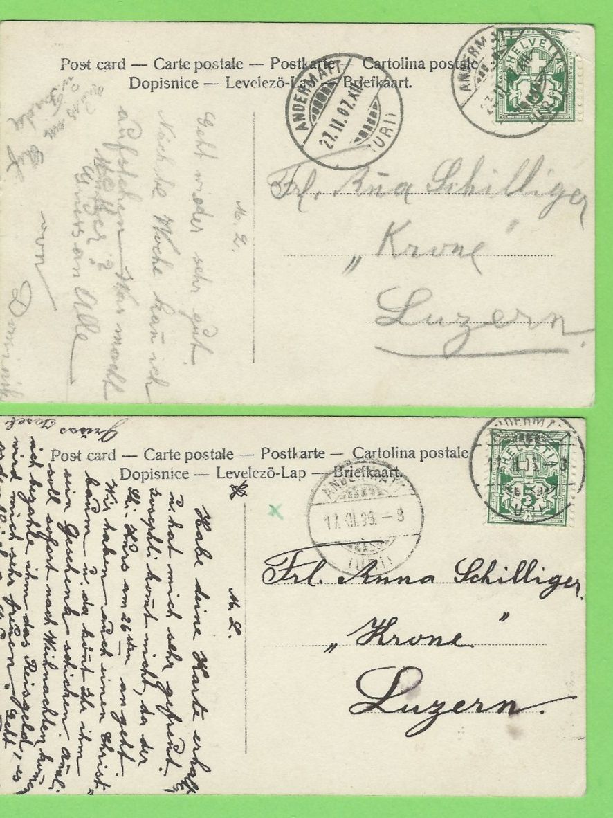 Cartoline postali: 2 antike Postkarten, um 1907 – Usato da Zürich venduto da t24_de 1