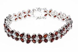 .925 Silver 20.50ct Natürlicher Granat & Topas Armband