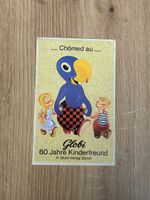 Globi-Aufkleber „60 Jahre Kinderfreund“.