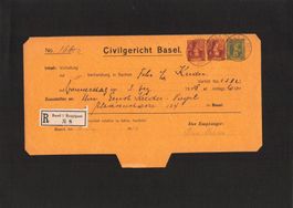 Privat - GS mit 3 Wertstufen ,1908 , Amtl. Vorladung Basel