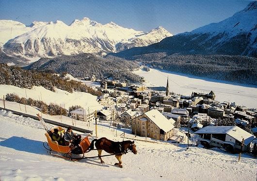 Ansichtskarten: ST. MORITZ Pferde-Schlitten-Fahrt, Ski – Gebraucht aus Jona von philajona