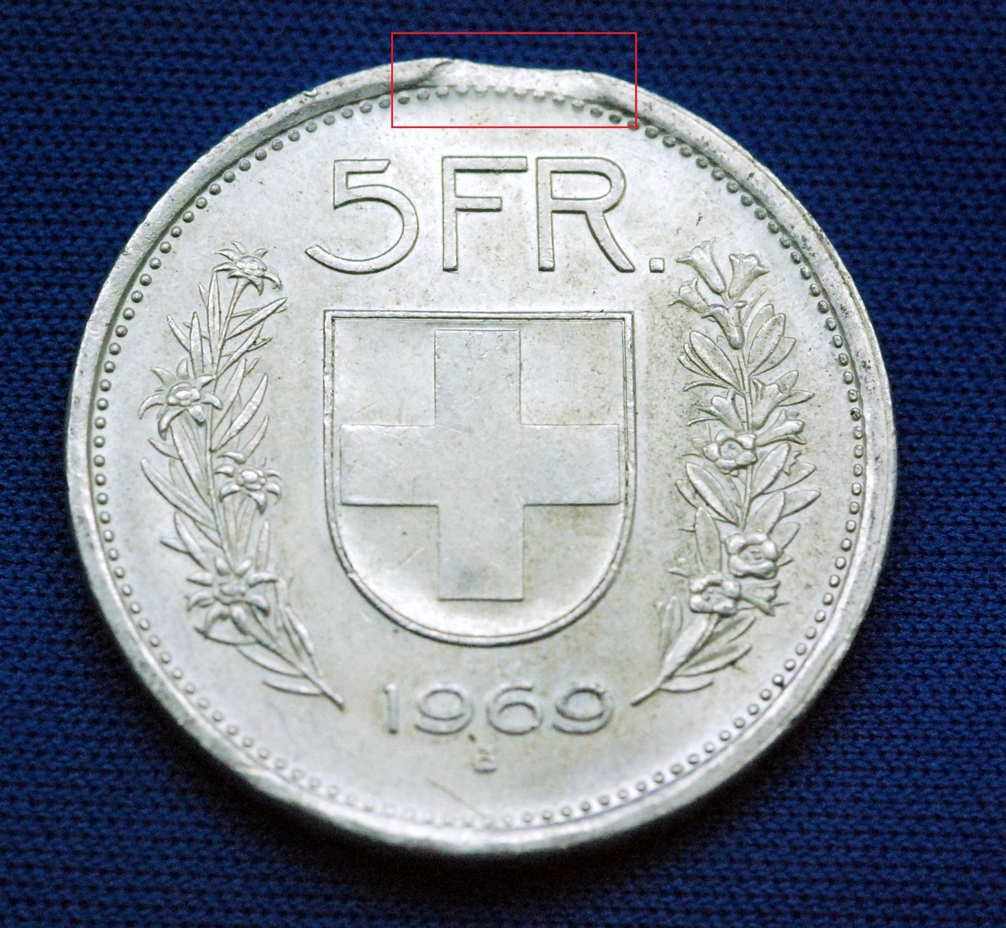 Alle Münzen: Silberner 5.- Jg. 1969 / Zainende – Gebraucht aus Mühlethal von sowato