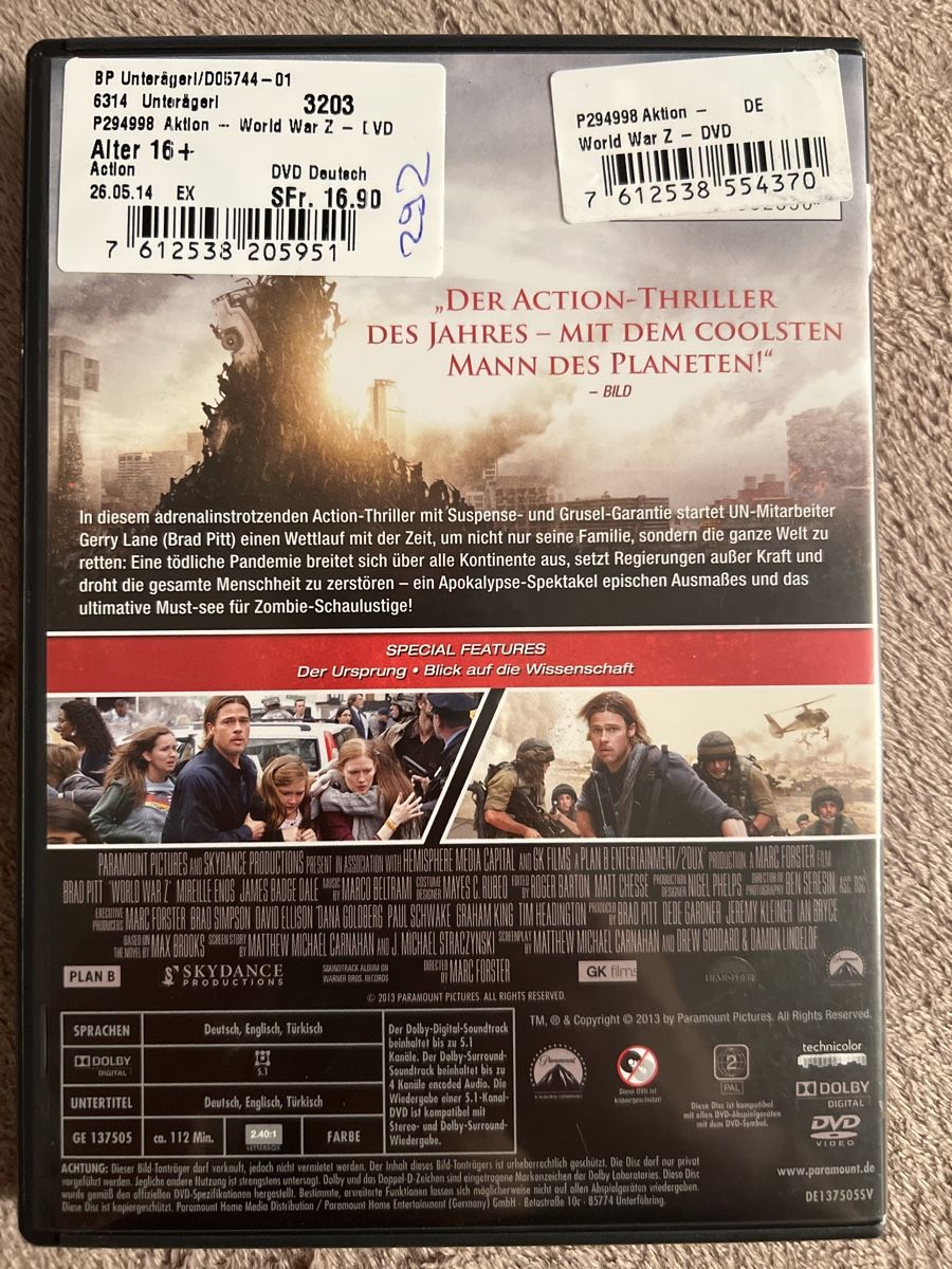 Alle DVDs: World War Z DVD  – Neu (gemäss Beschreibung) aus Oberengstringen von Rogi9698 1