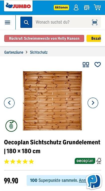 Paraventi: Oecoplan Sichtschutz Element 180cm – Usato da Neuendorf venduto da Clandra 1