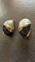 Boucles d'oreilles vintage, émail blue cobalt et vert