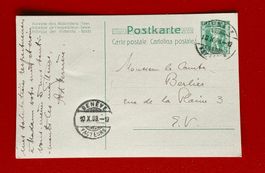 GANZSACHE POSTKARTE GENEVE COMTE BERLIER EN VILLE 1908